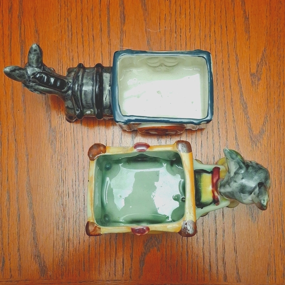 Set of 2 Donkey and Cart Figurine/Planter Vintage 1950s - Picture 3 of 5